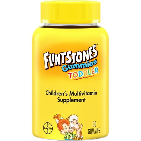 Flintstones Toddler Gummies Multivitamin, Kids Vitamin Supplement with Vitamins A, C, D, E, B6, and B12, 80 (The Best Multivitamin For Toddlers)
