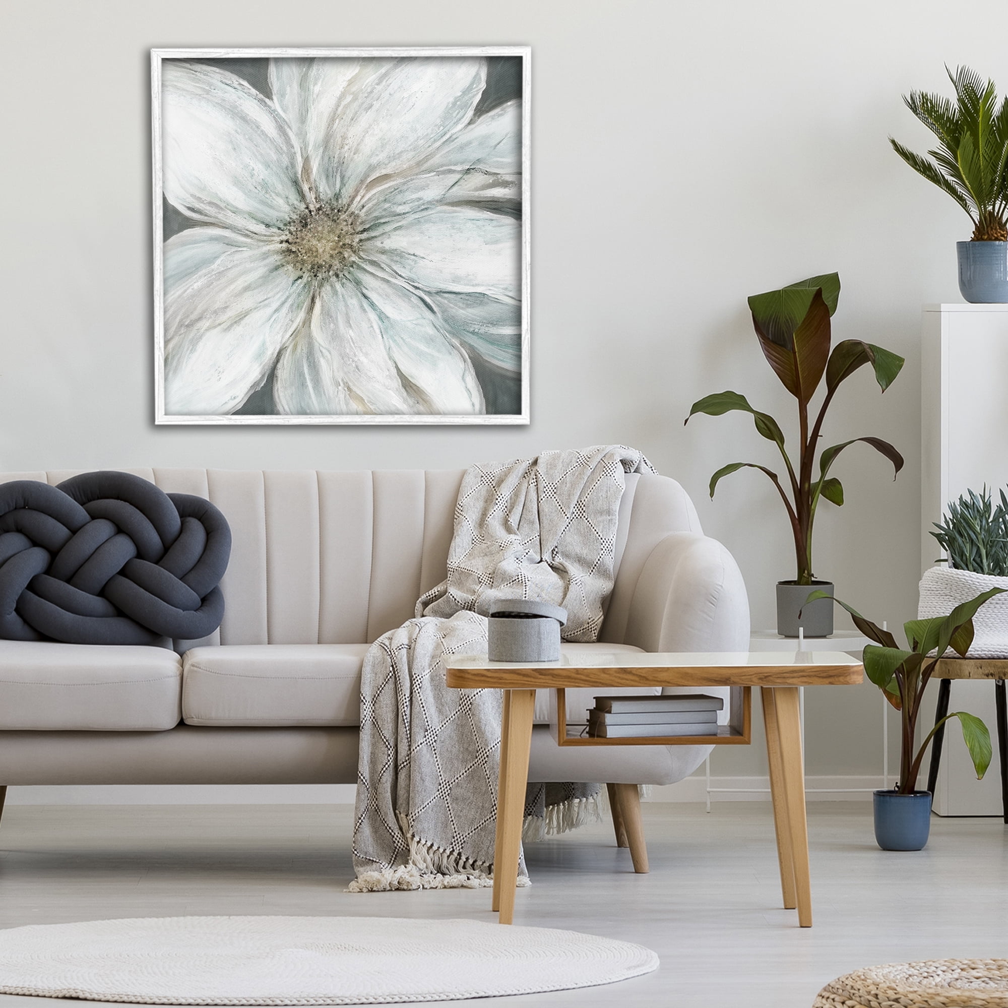 Stupell Industries Large White Flower Closeup White Framed Giclee Art, design by Carol Robinson