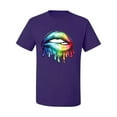 thumbnail image 2 of Wild Bobby, Colorful Neon Rainbow Biting Lips Pop Culture Men's Graphic T-Shirt, Purple, Large, 2 of 3