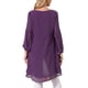 thumbnail image 3 of INSPIRAR CHIC Blusas Asimétricas de Manga Larga con Cuello Redondo para Mujeres, Casual y Elegante, Color Púrpura Oscuro, 3 of 6