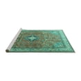 thumbnail image 2 of Ahgly Company Machine Washable Indoor Square Persian Turquoise Blue Traditional Area Rugs, 6' Square, 2 of 4