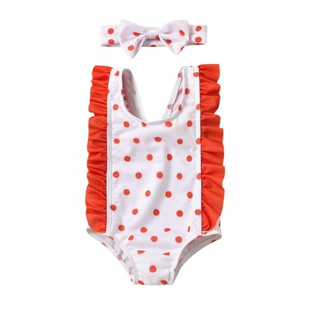 

TAIAOJING Baby Girls One Piece Swimsuits Bikini Beachwear Dot Swimwear Toddler Kids Polka Swimwear Bathing Suit 3-6 Months
