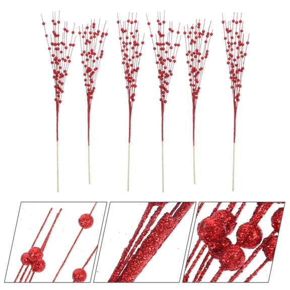 BESTYASH 6 Pieces Artificial Red Berry Branches Christmas Decorations for Holiday and Festive Home Decor