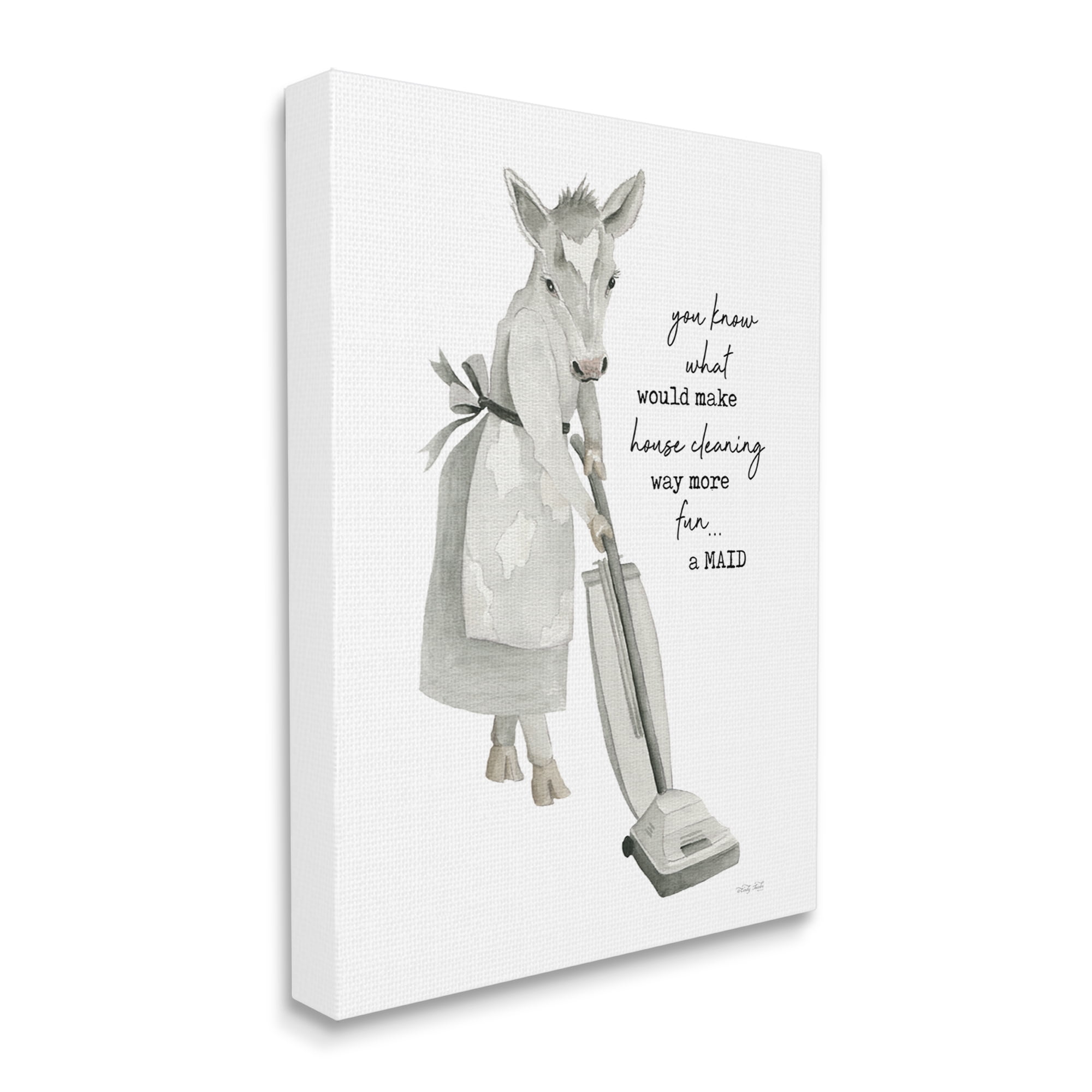 Stupell Industries Funny Cleaning Cow Phrase Animals & Insects Painting Gallery Wrapped Canvas Print Wall Art, 30 x 40