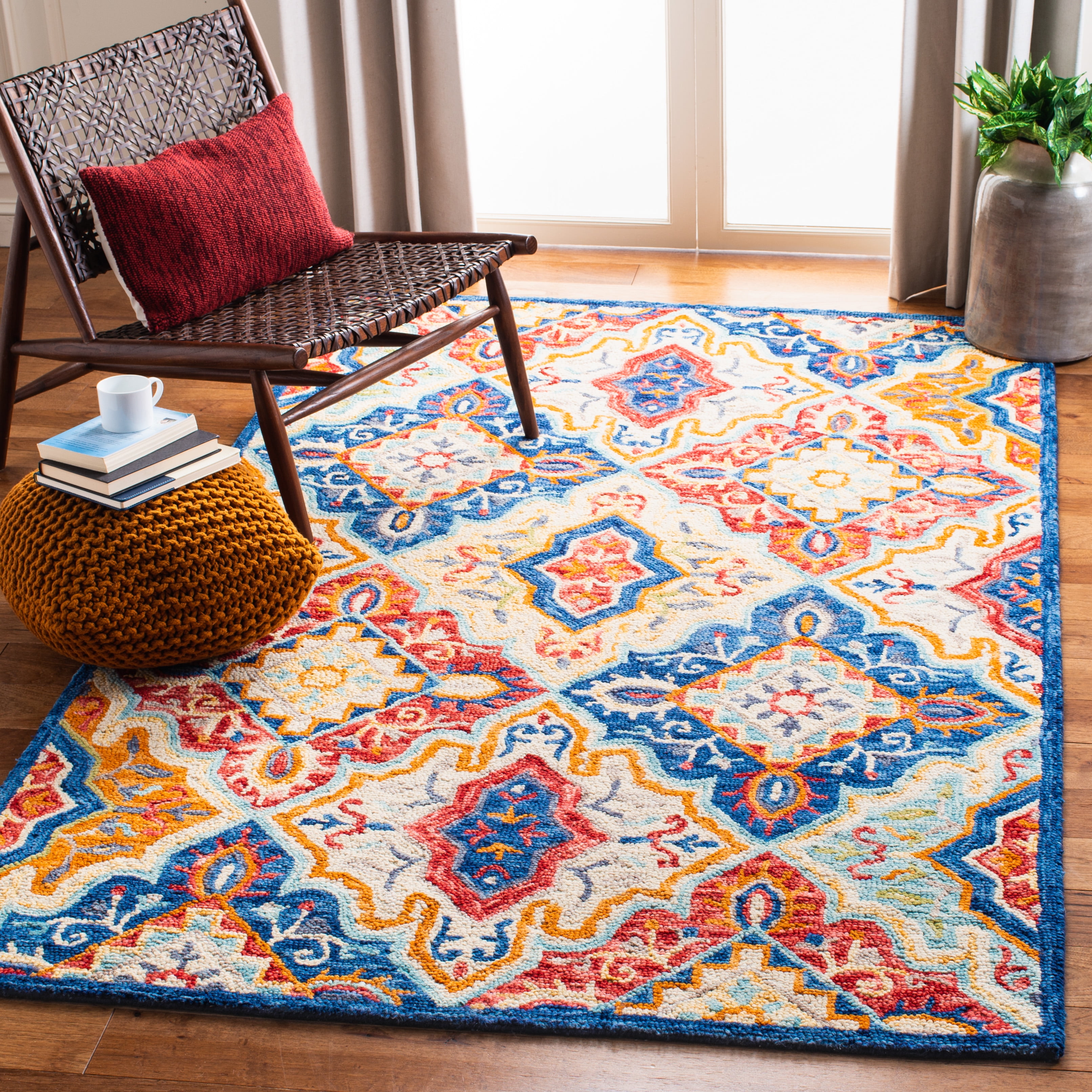 SAFAVIEH Aspen Emory Tribal Area Rug, Blue/Rust, 6' x 9'