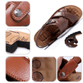 thumbnail image 5 of CHICVOMEY Men's Sandals Premium Genuine Leather Summer Sandals for Men with Massage Footbed Slip-Resistant Sole Comfortable Outdoor Casual Slide Sandals, 5 of 6