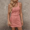 thumbnail image 5 of SMihono Dresses for Women Summer Waffle Dress Sleeveless Smocked Empire Waist Mini Dress Drawstring Beach Tank Dresses Pink M, 5 of 9