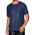 thumbnail image 1 of Camiseta brillante de hombre INSPIRE CHIC de manga corta metálica para fiesta rave con lentejuelas 2XL azul, 1 of 5
