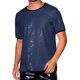 thumbnail image 1 of INSPIRE CHIC Camiseta metálica de manga corta para hombres, fiesta de club rave, con lentejuelas brillantes, talla M azul, 1 of 5