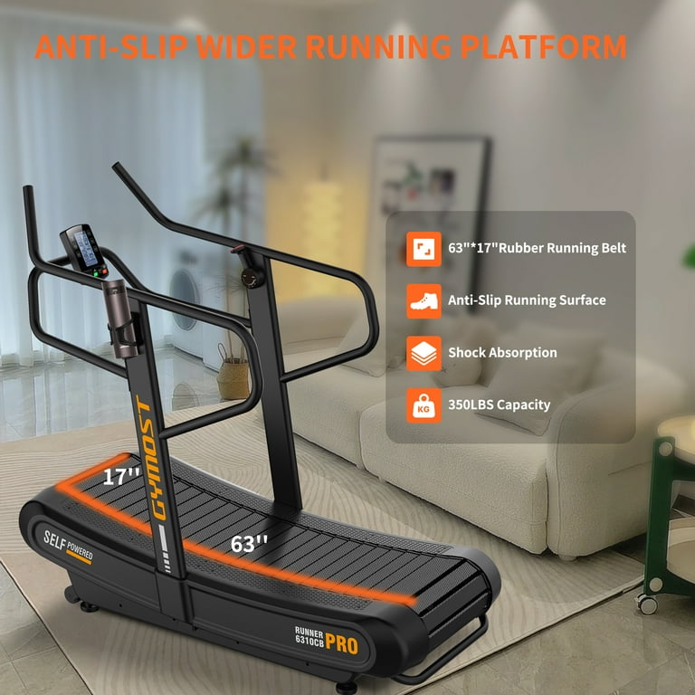 GYMOST Curved Manual Treadmill with Adjustable Resistance 5 LED Screen Home Commercial Use Walmart