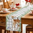 thumbnail image 5 of Spring Botanical Table Runner - 120 Inch Long Green Leaves Deers Birds Flowers Gray Plaid Cotton and Linen Blended Dress Scarves Farmhouse Table Runner for Kitchen Dining, Coffee Table, 13" x 120", 5 of 8