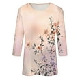 thumbnail image 5 of CYMMPU Loose Fit Round Neck Flower Pattern Blouses for Women Dressy Casual 3/4 Sleeve Tunic Tops Summer Trendy Shirts Spring Tops Lightweight Basic Tees Pink L, 5 of 5