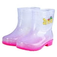 thumbnail image 4 of JIKNTTR Toddler Kids Rain Boots For Boys Girls Waterproof Children Shoes Mid Tube Rain Boots Fashion Soft Bottom Outdoor Rain Boots Side Zipper Ankle Booties, 4 of 5