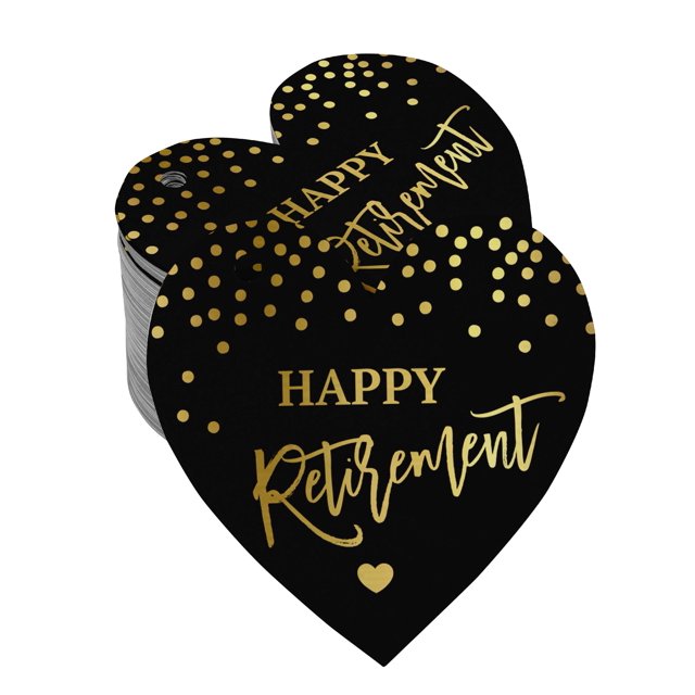 Inkdotpot Pack Of 50 Happy Retirement Favor Paper Tags Craft Real Gold Foil Hang Tags