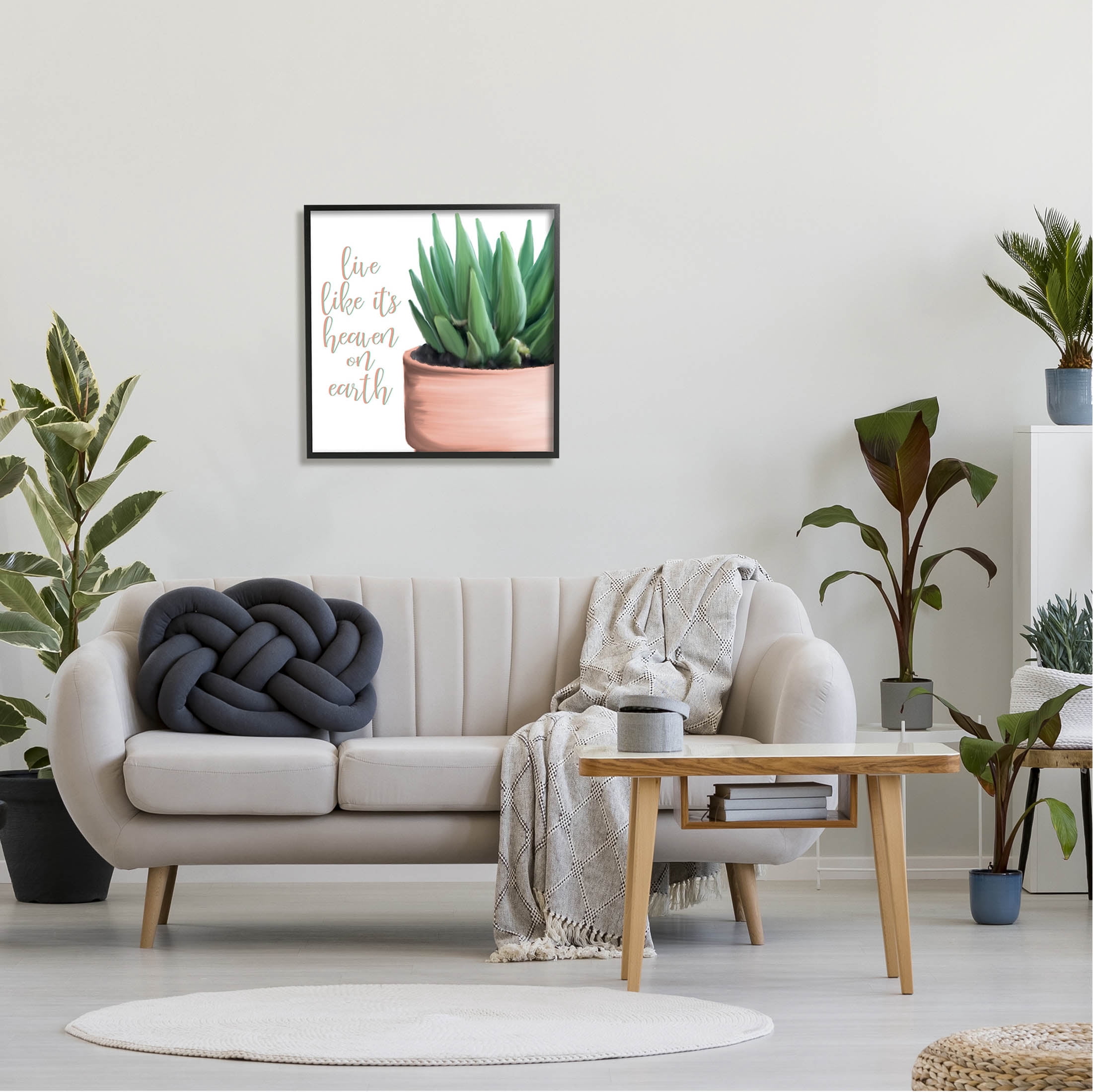 Stupell Industries Like It's Heaven On Earth Plant Graphic Art Black Framed Art Print Wall Art, Design by Kim Allen