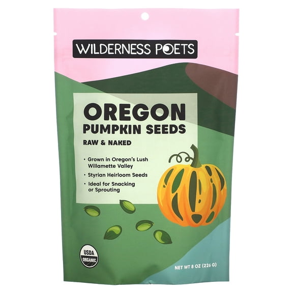 Wilderness Poets Organic Oregon Pumpkin Seeds, Raw & Unsalted, 8 oz (226 g)