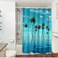 thumbnail image 4 of Bathroom Shower Curtain Abstract Flower Pattern Polyester Cloth Door Curtain for Bathroom Partition, 4 of 6