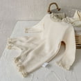 thumbnail image 6 of LYHaoo Baby Girls Boys Solid Lace Knit Autumn Long Sleeve Romper Jumpsuit Clothes Boys Jumpsuit Romper 12-18 Months Beige(Toddler), 6 of 6