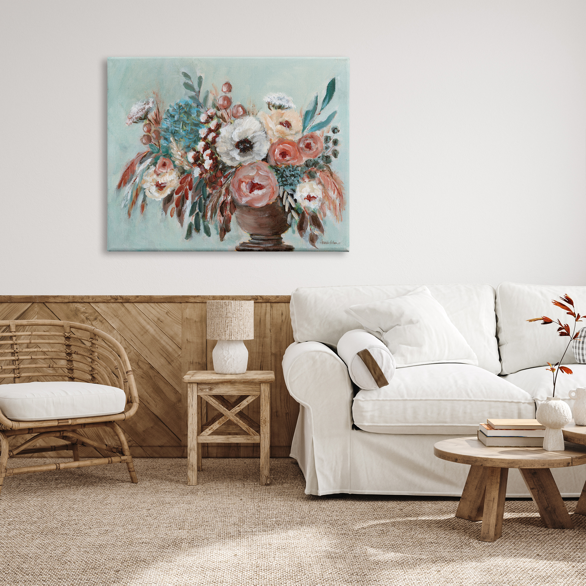Stupell Industries Rustic Florals Painting Botanical & Floral Painting Gallery Wrapped Canvas Print Wall Art, 48 x 36