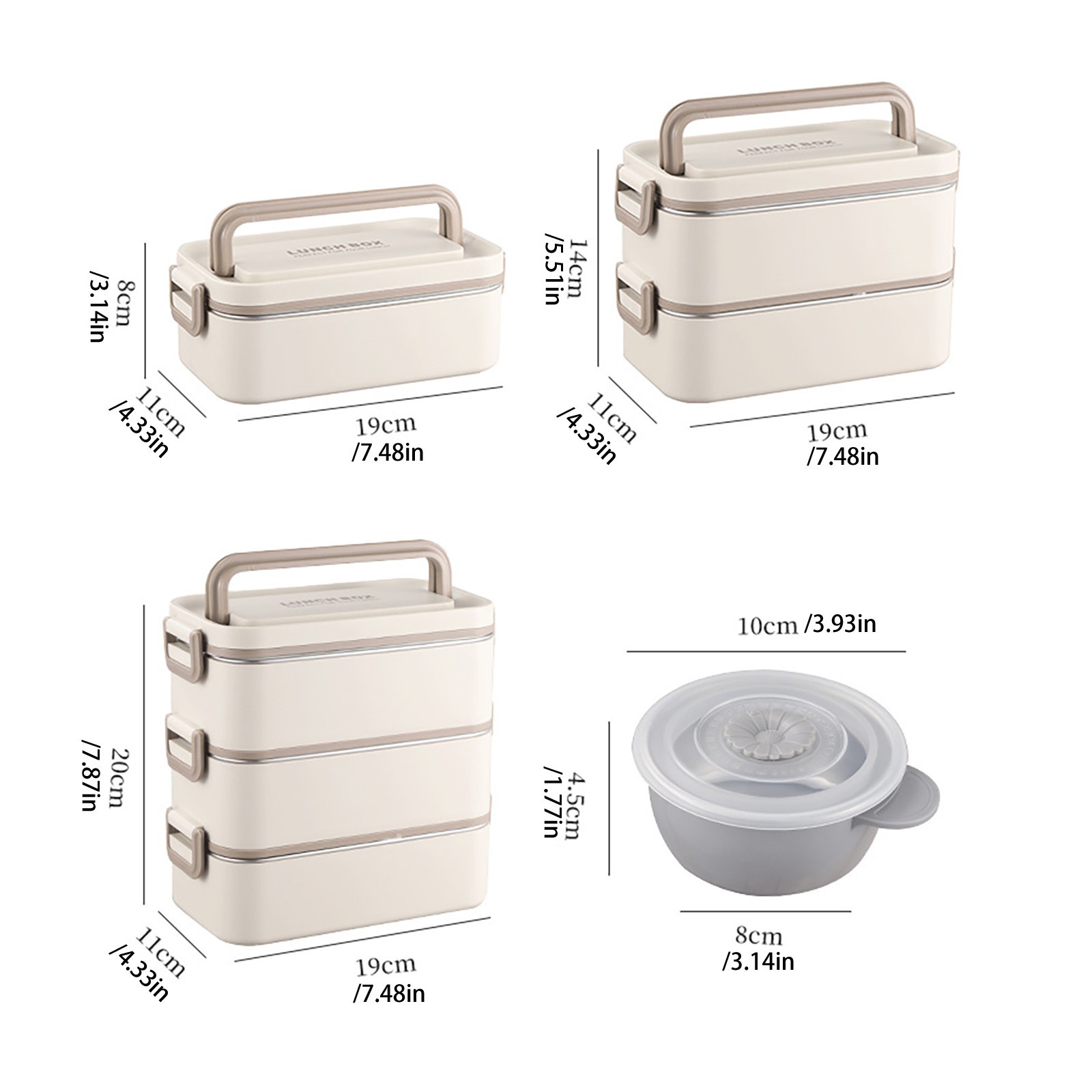 Huayishang Lunch Box for Women, Kitchen Essentials Clearance Sale Box Lunchbox for Adults 3 Stackable Containers Modern Minimalist Design and Leak Proof Features for Work School And