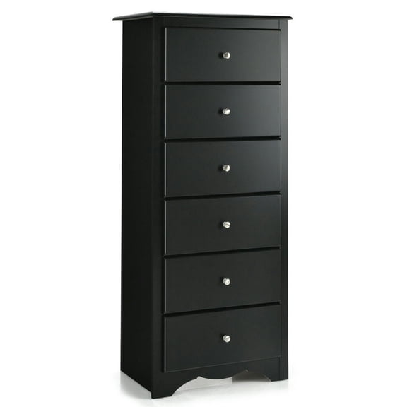 Spaco 6 Drawers Chest Dresser Clothes Storage Bedroom Furniture Cabinet-Black, Bathroom Storage Cabinet for Entryway Storage, Home Office Furniture