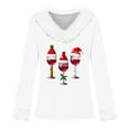 thumbnail image 4 of Women's Christmas Shirt long Sleeve V Neck Plush Hem Printed Pullover Tops White XL, 4 of 4