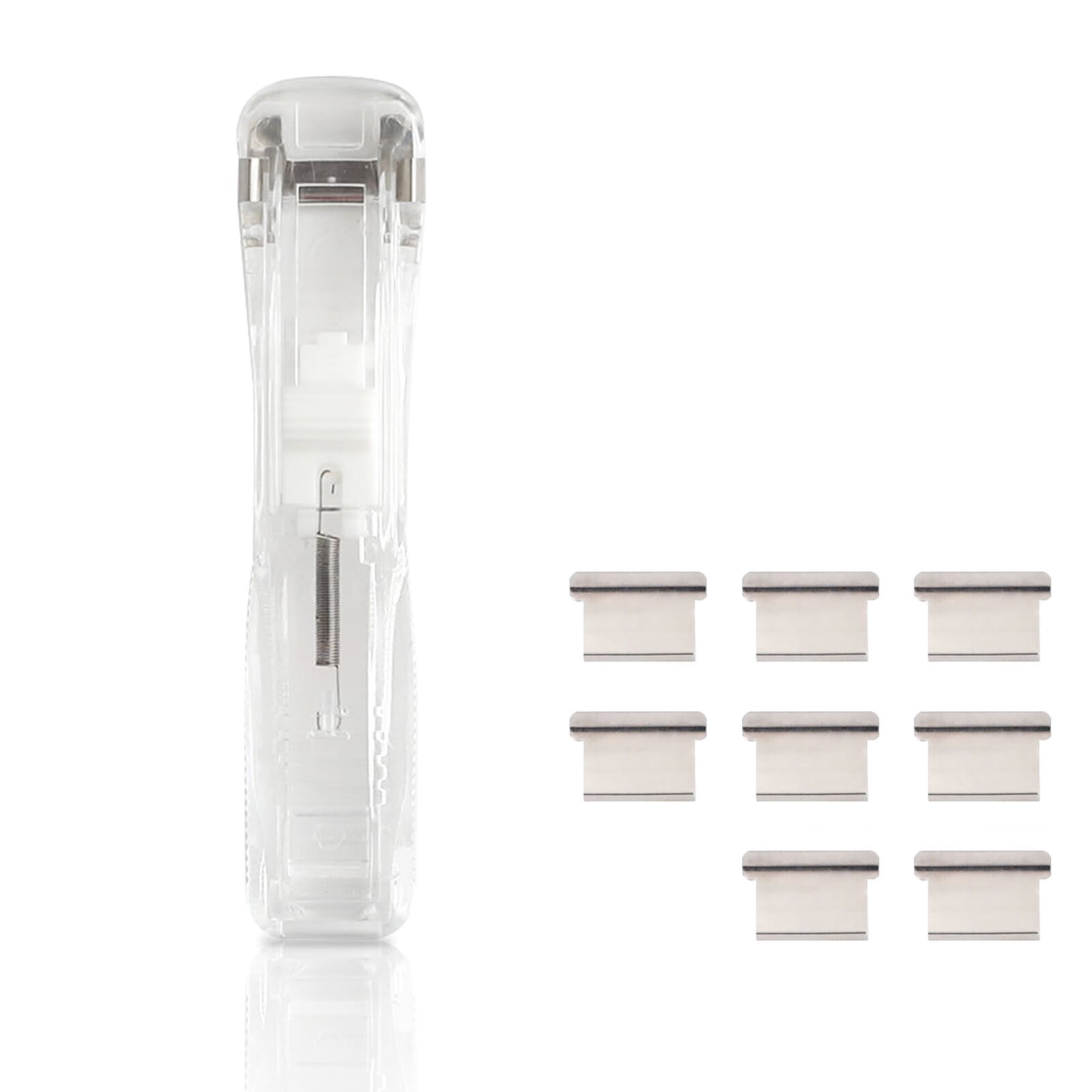 Paper Clam Clip Dispenser Handheld Acrylic Staple Portable Binder with Metal Refill Clips