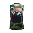 thumbnail image 6 of Lsque Forest Plant Raccoon Print Men's Cotton Blend Sleeveless Muscle Shirts (S-3XL)- Moisture Wicking, Odor Protection, UPF 30+,Medium, 6 of 8