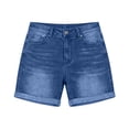 thumbnail image 7 of MYAOYI Womens Jean Shorts High Rise Cuffed Stretchy Hem Denim Shorts with Pockets, 7 of 7