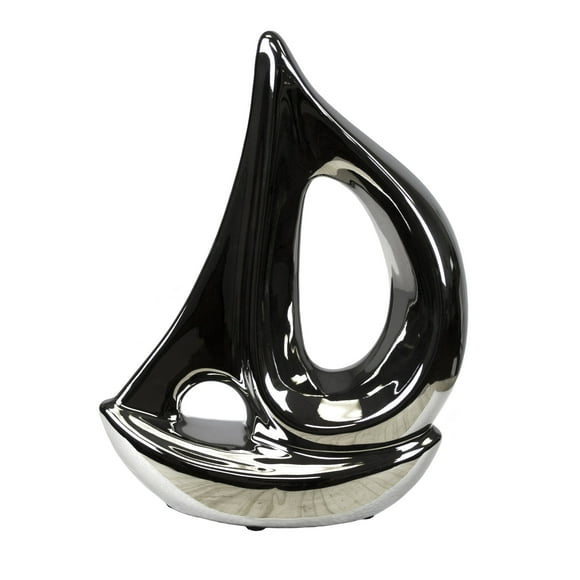 Sagebrook Home 10855 SILVER CERAMIC SAILBOAT 8.25"