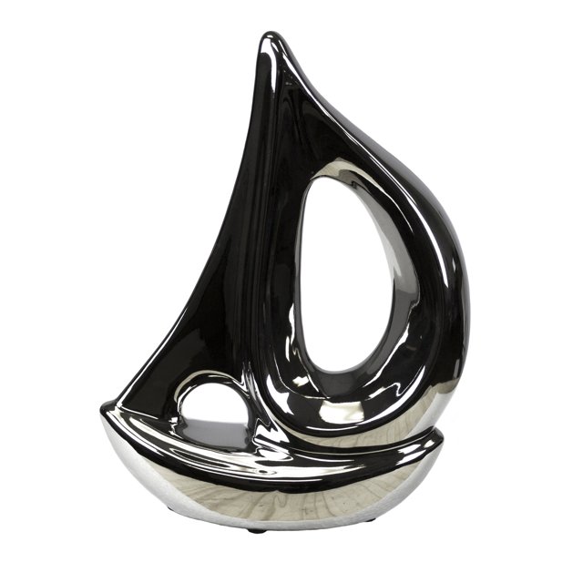 Sagebrook Home 10855 SILVER CERAMIC SAILBOAT 8.25"