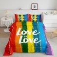 thumbnail image 2 of Manfei Kawaii Rainbow Queen Comforter Set, Printing Love is Love Comforter Sets Queen, Orange Blue, Black Reversible, 3 Pieces, 1 Comforter and 2 Pillowcases, 2 of 7