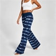 thumbnail image 3 of Women’s Stripe Casual Trousers - Elastic Waist Wide Leg Pants with Pockets - Loose Casual Home Loungewear Bottoms, 3 of 6