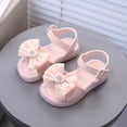 thumbnail image 2 of Gubotare Girl Dress Shoes Girls Genuine Leather Soft Open Toe Princess Flat Shoes Summer Sandals(Toddler/Little Kid) Size 11.5 (Pink,11.5 Little Kid), 2 of 8