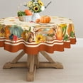 thumbnail image 3 of Yighty Round Fall Tablecloth,Thanksgiving Autumn Harvest Pumpkin Sunflower Maple Leaf Table Cloth,Polyester Waterproof Wrinkle Resistant Durable Tablecloth for Fall,Thanksgiving,Home Decor 60x60inch, 3 of 5