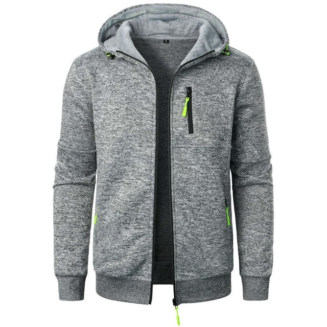 Mens Active Zip Hoodie Sweatshirt with Pockets - Lightweigh Workout Full Zip Track Jacket for Men