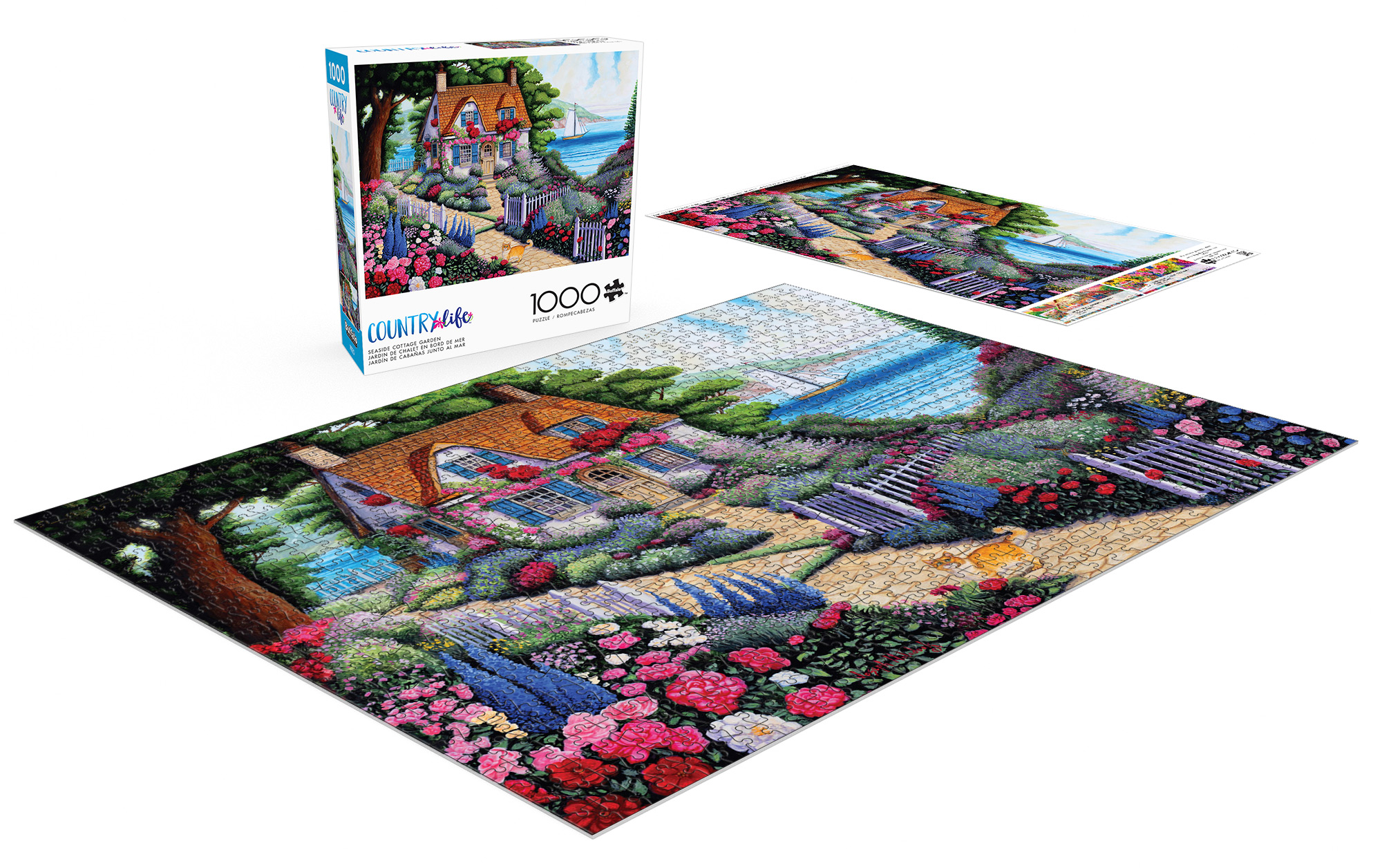 Buffalo Games Seaside Cottage Garden 1000-Piece 26.75 x 19.75-Inch Interlocking Jigsaw Puzzle for Adults Ages 14+