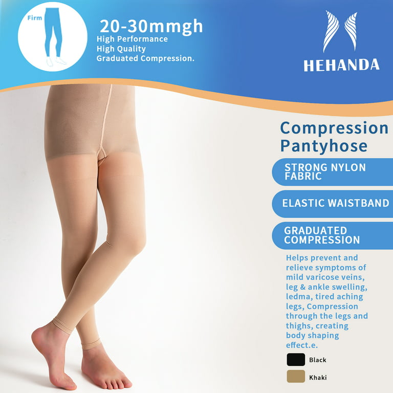 Hehanda Graduated Compression Pantyhose for Women 20-30 mmHg (S-4XL) -  Footless Compression Support Stockings for Women - High Waist Tights  Pantyhose