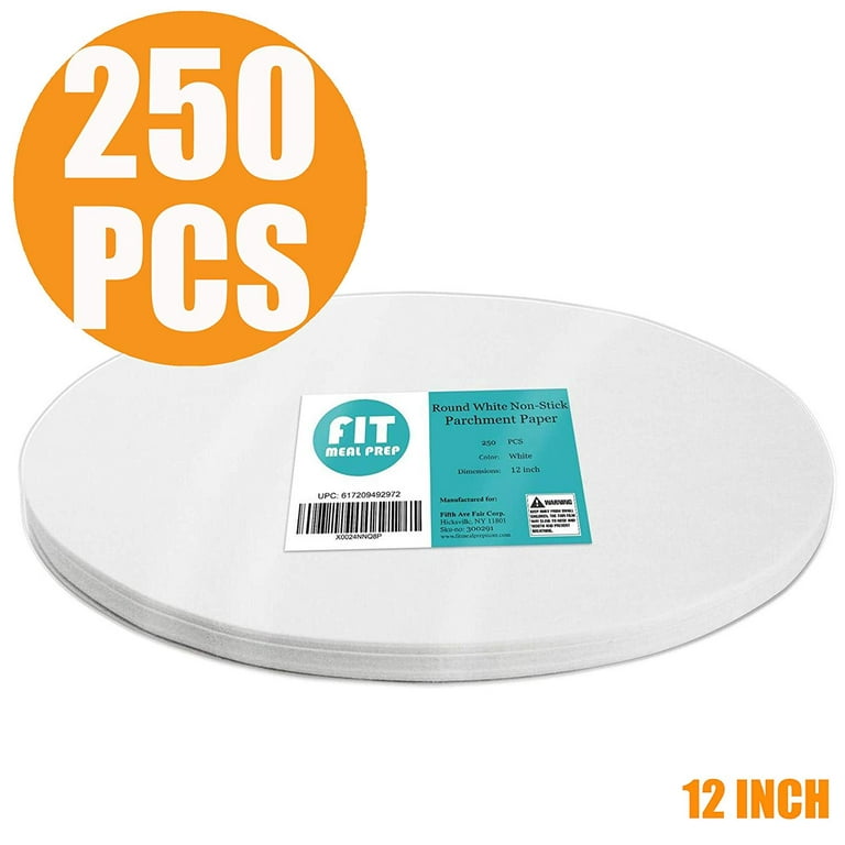 [250 Pack] 12 Inches Non-Stick Parchment Paper - Round White Baking Sheets, Wax Paper Liners for Cake Pan, for Steamer, Fryer and Oven, for Cakes