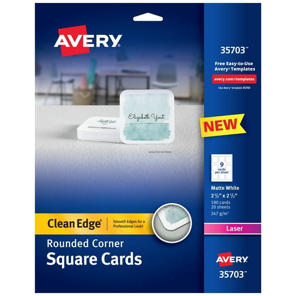 Avery Square Cards with Rounded Edges, 2.5" x 2.5", Clean Edge, 90 lbs