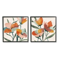 Stupell Industries Summer Bouquet Modern Abstract Graphic Art Black Framed Art Print Wall Art, Set of 2, Design by Nina Blue