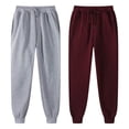 thumbnail image 4 of Styesk 2PC Sweatpants Women Plus Size Drawstring Athletic Joggers Thick Casual Solid Color Baggy Trousers Comfy High Waisted Hiking Pants with Pockets, 4 of 9