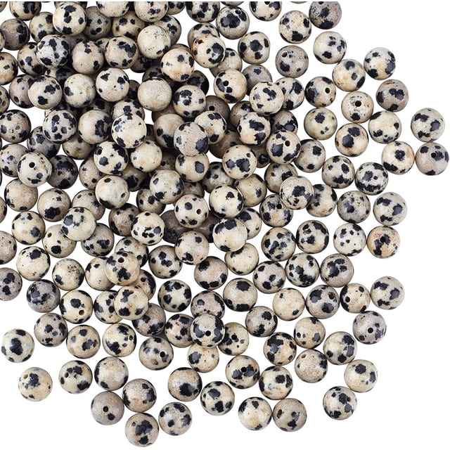 315 cuentas dálmatas naturales de 6 mm, cuentas energéticas naturales, cuentas redondas sueltas de piedras preciosas para pulseras, collares y joyas.