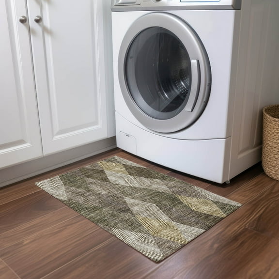 Addison Rugs Chantille Indoor/Outdoor Transitional Geometric Brown Washable Rectangle Rug, 1'8" x 2'6"