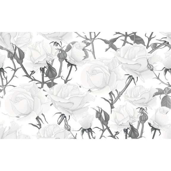 Heaven White Roses Removable Wallpaper 10'L x 24''W