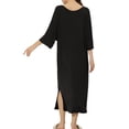 thumbnail image 3 of Camisones de noche para mujeres INSPIRE CHIC, con mangas 3/4, vestido de pijama, 2XL, negro, 3 of 6