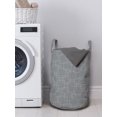 thumbnail image 3 of Geometric Laundry Bag, Interlinking Round Edged Squares Forming Tileable Pattern, Hamper Basket with Handles Drawstring Closure for Laundromats, 13" x 19", Pearl Taupe Grey, by Ambesonne, 3 of 4