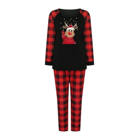 

BYOIMUD Family Pajamas Clearance Christmas Parent-Child Dress Ladies Plaid Print Long-Sleeve Top T-Shirt + Pants Homewear Set Female Long-Sleeve Crewneck Top/Shirt Set Parent-Child Wear