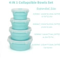 thumbnail image 2 of Silicone Collapsible Food Storage Containers/Storage Bowls with Lids – Set of 4 Round Silicone Lunch Containers – Microwave and Freezer Food Containers (Blue), 2 of 9