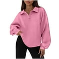 thumbnail image 2 of DAFPZW Women Quarter Button Up Collar Sweatshirt Oversized Long Sleeve Tops Fall Fashion Pullover Winter Shirts, 2 of 8